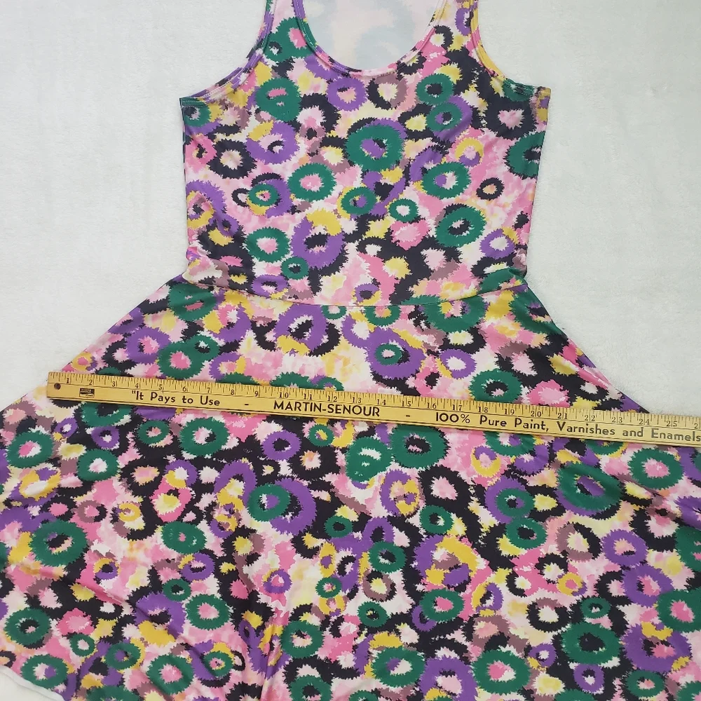 Guilty, Floral Fireworks Colourful Ombre 90s Skater Dress, Medium, Multicoloured - Picture 12 of 14